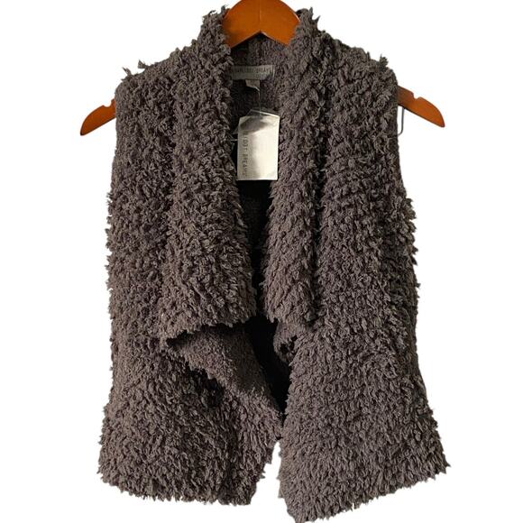 NEW Barefoot Dreams CozyChic Loop Fringe Cascading Vest Girls 6/7 Smokey Gray - Picture 4 of 13